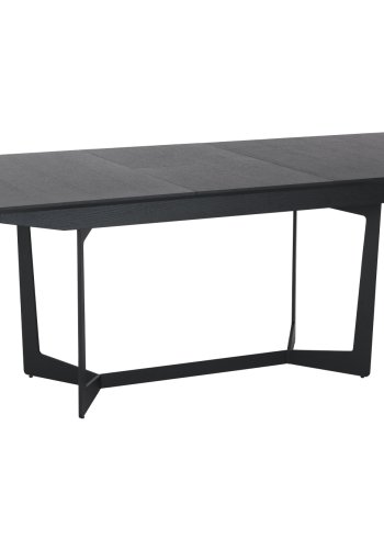 Esstisch Tokyo, mit 1 Einlegeplatte – schwarzes Eichenfurnier und Metall (200(250)x100)
