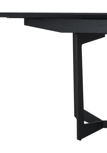 Esstisch Tokyo, mit 1 Einlegeplatte – schwarzes Eichenfurnier und Metall (200(250)x100)