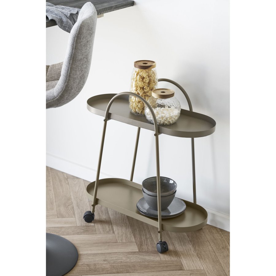 HOUSE NORDIC Empoli barvagn, med 2 hyllplan och hjul - brunt st�l (60x27,5)