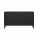 TVILUM Dana dobbeltkommode med 6 skuffer, mat sort, 138,7 x 39,8 x 76,6 cm