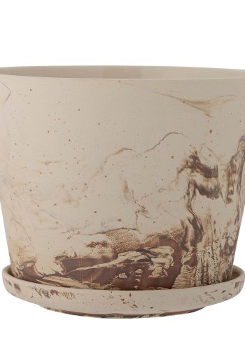 BLOOMINGVILLE Stacy Blumentopf mit Untertasse, Braun, Steingut
