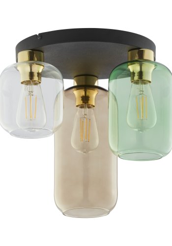 TK Marco taklampe, m. 3 skjermer - flerfarget glass