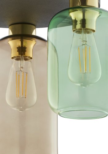 TK Marco taklampe, m. 3 skjermer - flerfarget glass