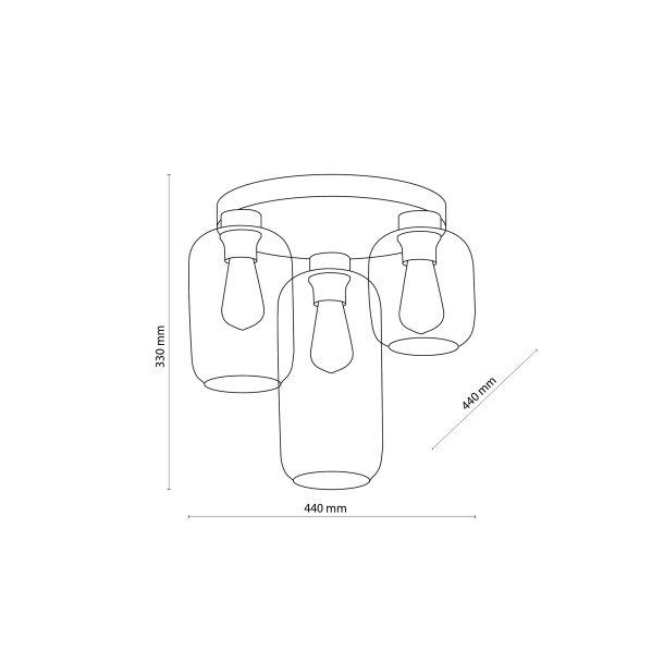 TK Marco loftlampe, m. 3 skrme - multifarvet glas