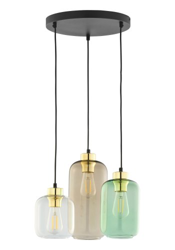 TK Marco taklampe, m. 3 skjermer - flerfarget glass