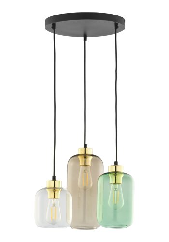 TK Marco taklampe, m. 3 skjermer - flerfarget glass