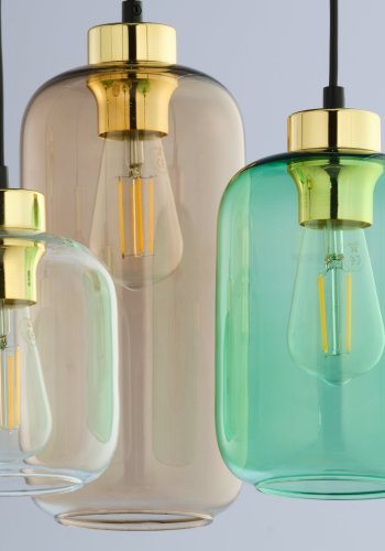 TK Marco taklampe, m. 3 skjermer - flerfarget glass