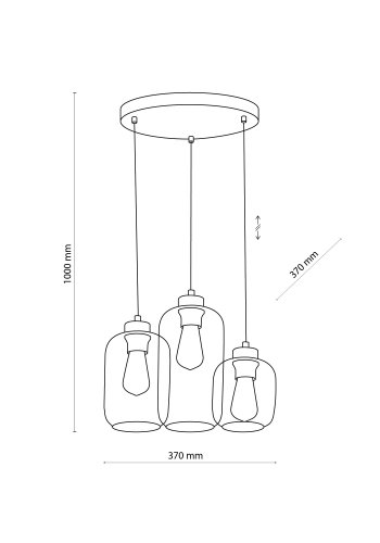 TK Marco taklampe, m. 3 skjermer - flerfarget glass
