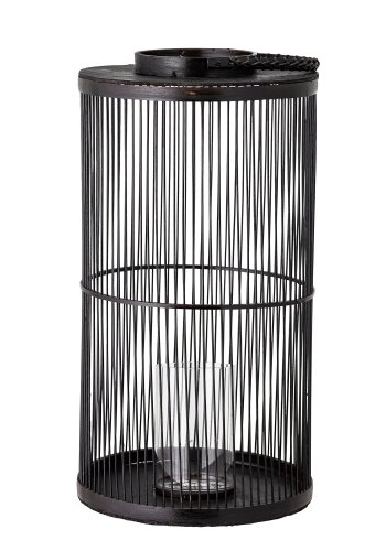 BLOOMINGVILLE Effie Laterne mit Glas, Schwarz, Bambus