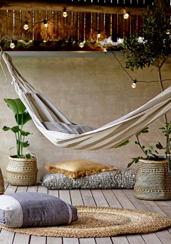 BLOOMINGVILLE Effie Laterne mit Glas, Schwarz, Bambus