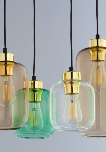 TK Marco taklampe, m. 6 skjermer - flerfarget glass