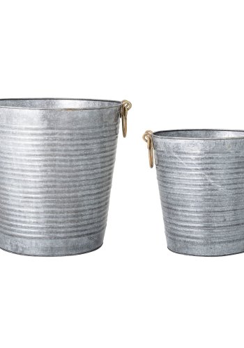 BLOOMINGVILLE Evar Blumentopfabdeckungen, Grau, verzinktes Eisen, 2er-Set