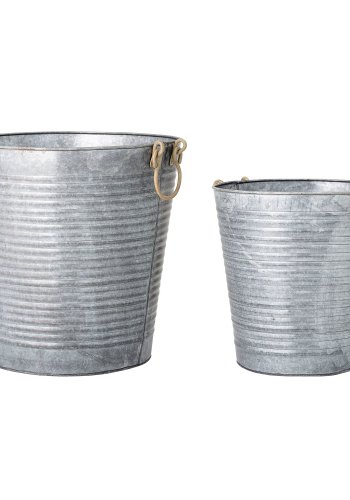 BLOOMINGVILLE Evar Blumentopfabdeckungen, Grau, verzinktes Eisen, 2er-Set