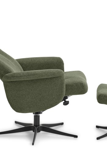 Liam hvilestol, inkl. fotskammel - vinter mosegrnt polyesterstoff og sort aluminium