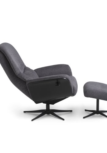  Noah hvilestol, inkl. fotskammel - antrasittgr polyesterstoff og sort aluminium