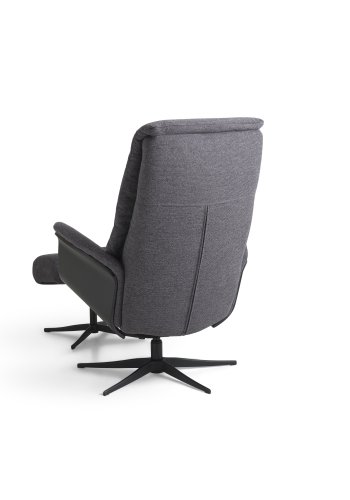  Noah hvilestol, inkl. fotskammel - antrasittgr polyesterstoff og sort aluminium