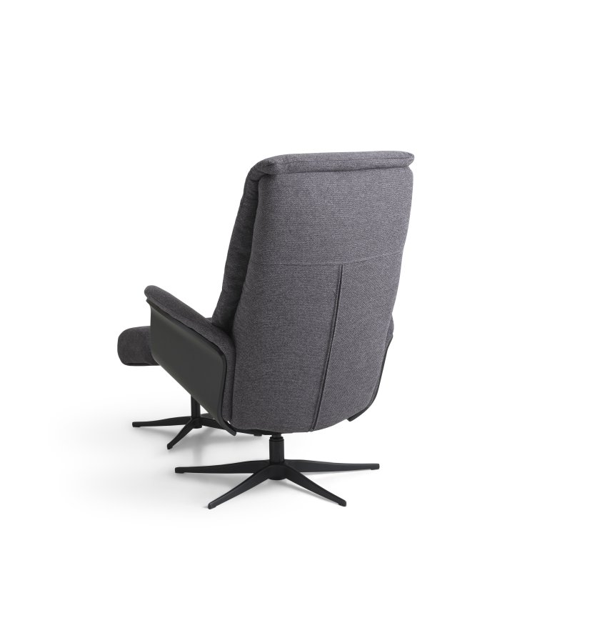  Noah hvilestol, inkl. fotskammel - antrasittgr polyesterstoff og sort aluminium