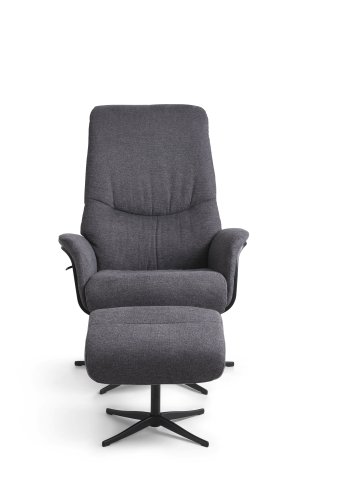  Noah hvilestol, inkl. fotskammel - antrasittgr polyesterstoff og sort aluminium