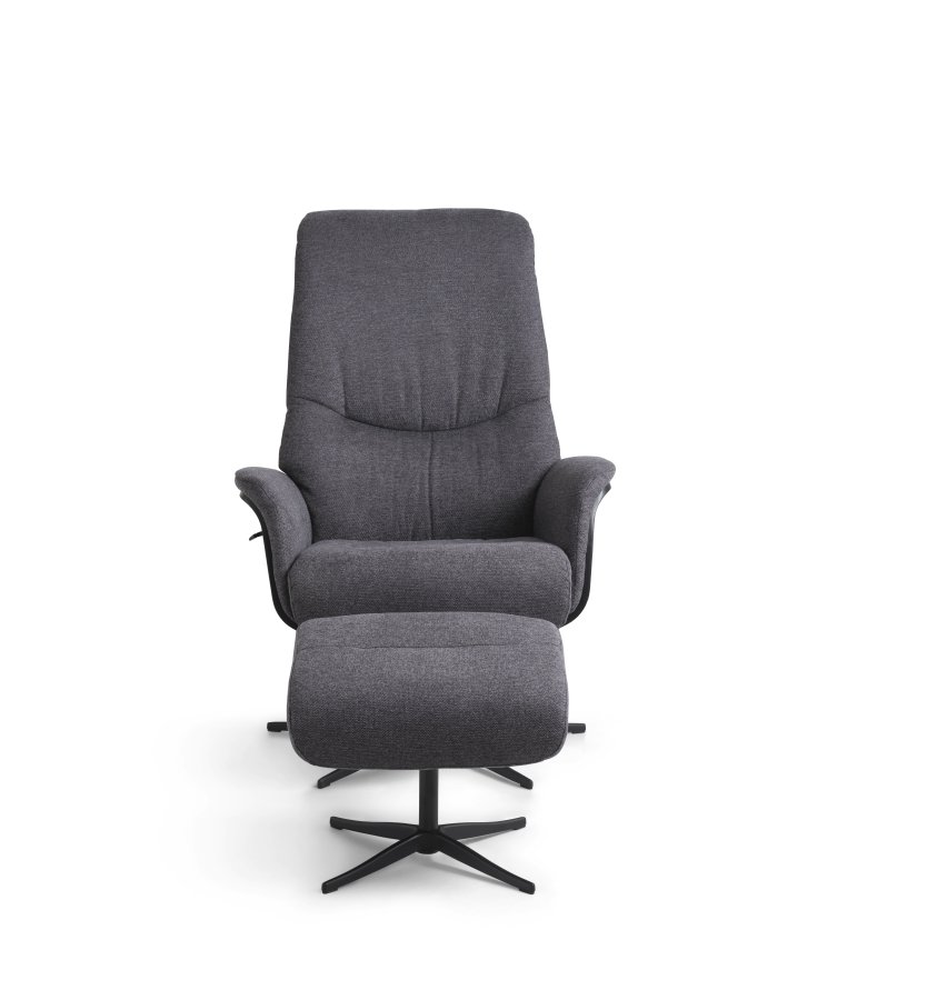  Noah hvilestol, inkl. fotskammel - antrasittgr polyesterstoff og sort aluminium