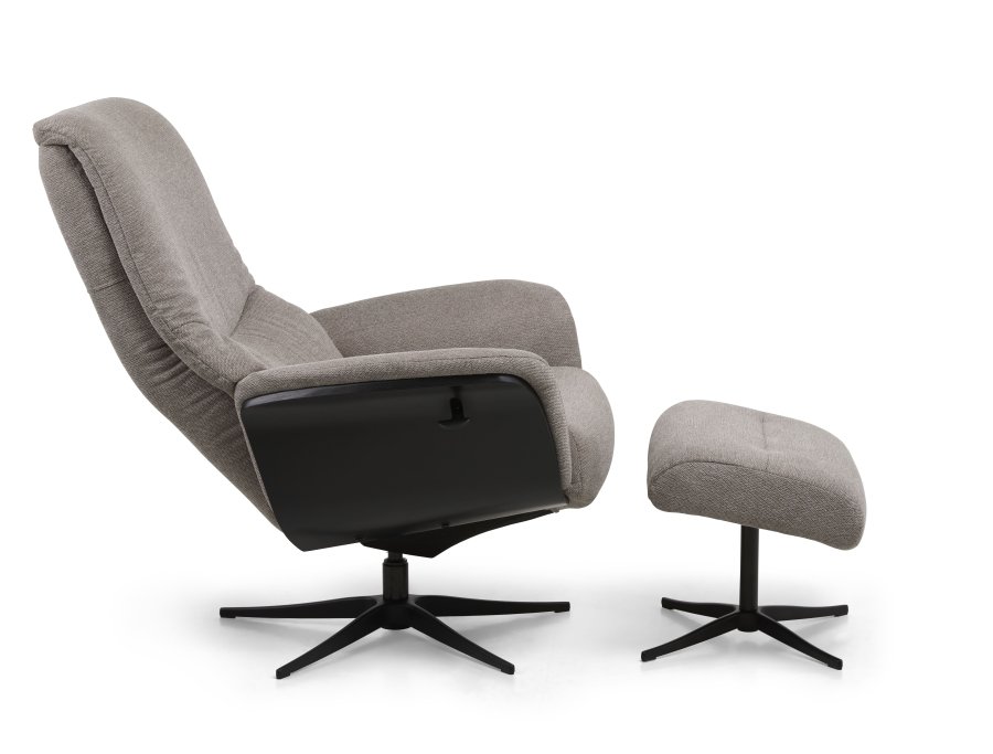 Noah hvilestol, inkl. fotskammel - steingr polyesterstoff og sort aluminium