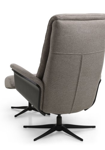 Noah hvilestol, inkl. fotskammel - steingr polyesterstoff og sort aluminium