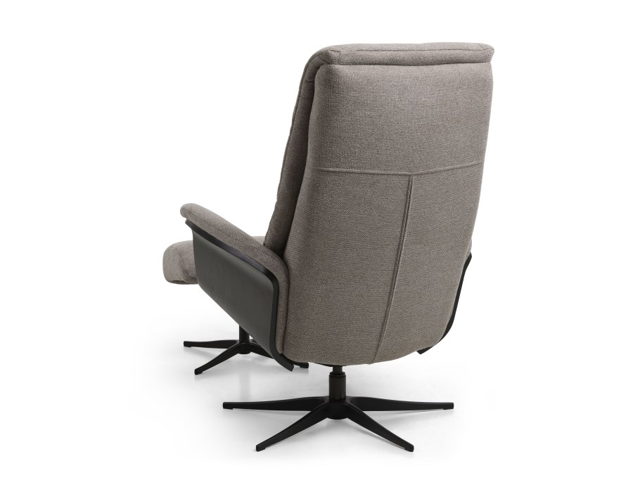 Noah hvilestol, inkl. fotskammel - steingr polyesterstoff og sort aluminium