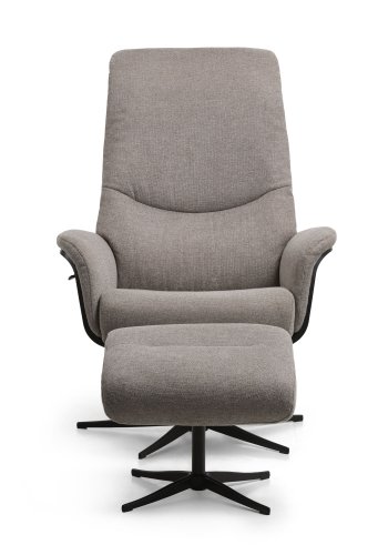 Noah hvilestol, inkl. fotskammel - steingr polyesterstoff og sort aluminium