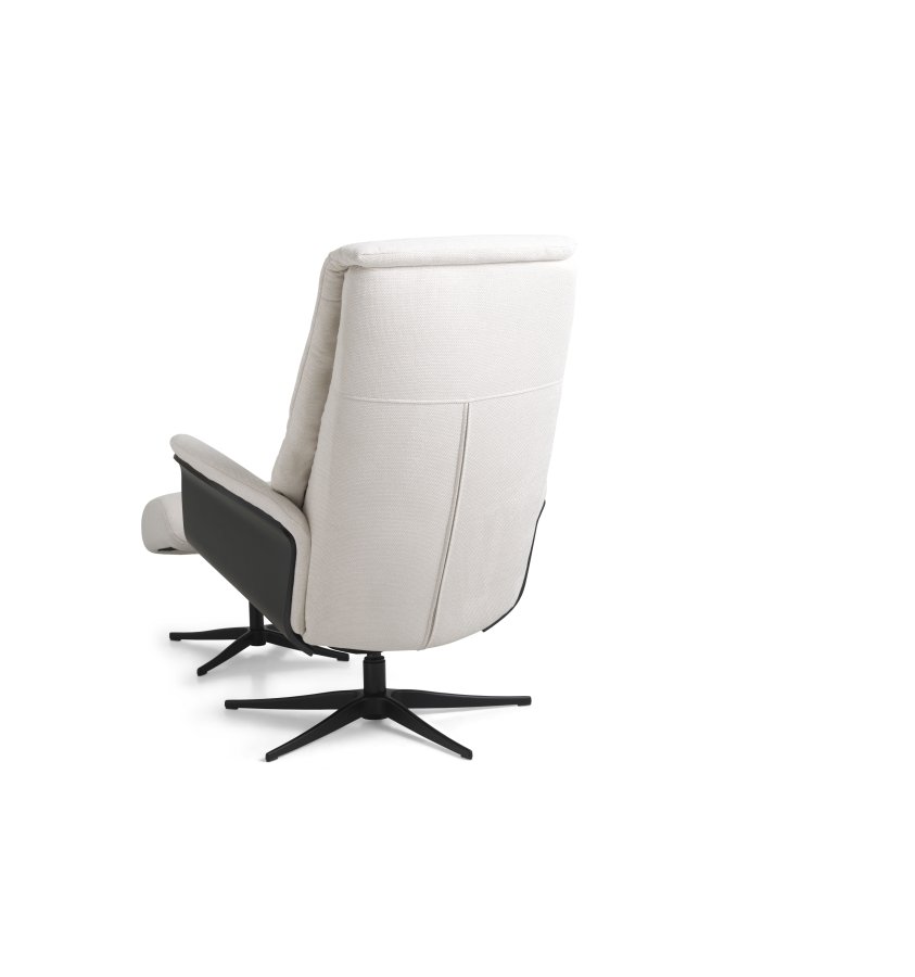 Noah hvilestol, inkl. fotskammel - kremfarget polyesterstoff og sort aluminium