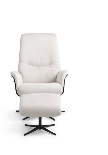 Noah hvilestol, inkl. fotskammel - kremfarget polyesterstoff og sort aluminium