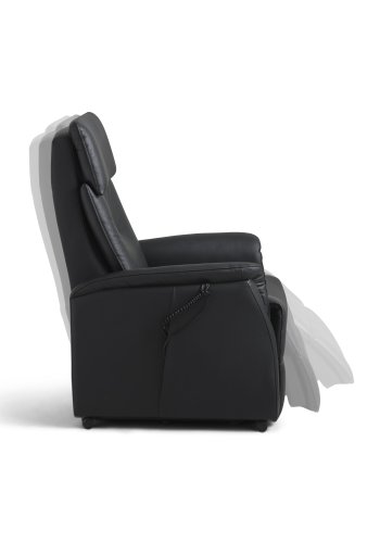 Alexander hvilestol, 2 motorer - sort kunstskinn og hjul