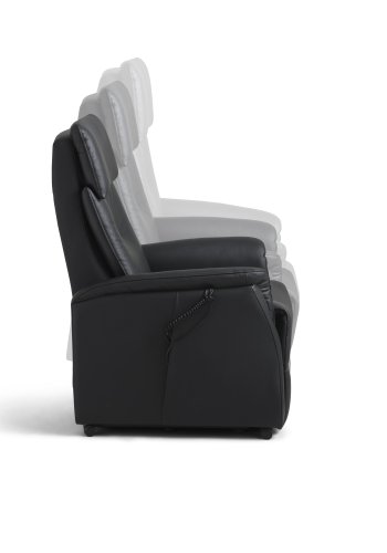 Alexander hvilestol, 2 motorer - sort kunstskinn og hjul