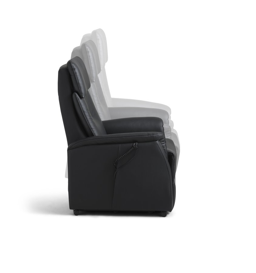 Alexander hvilestol, 2 motorer - sort kunstskinn og hjul