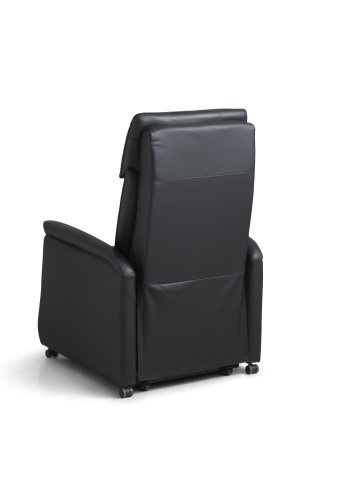 Alexander hvilestol, 2 motorer - sort kunstskinn og hjul