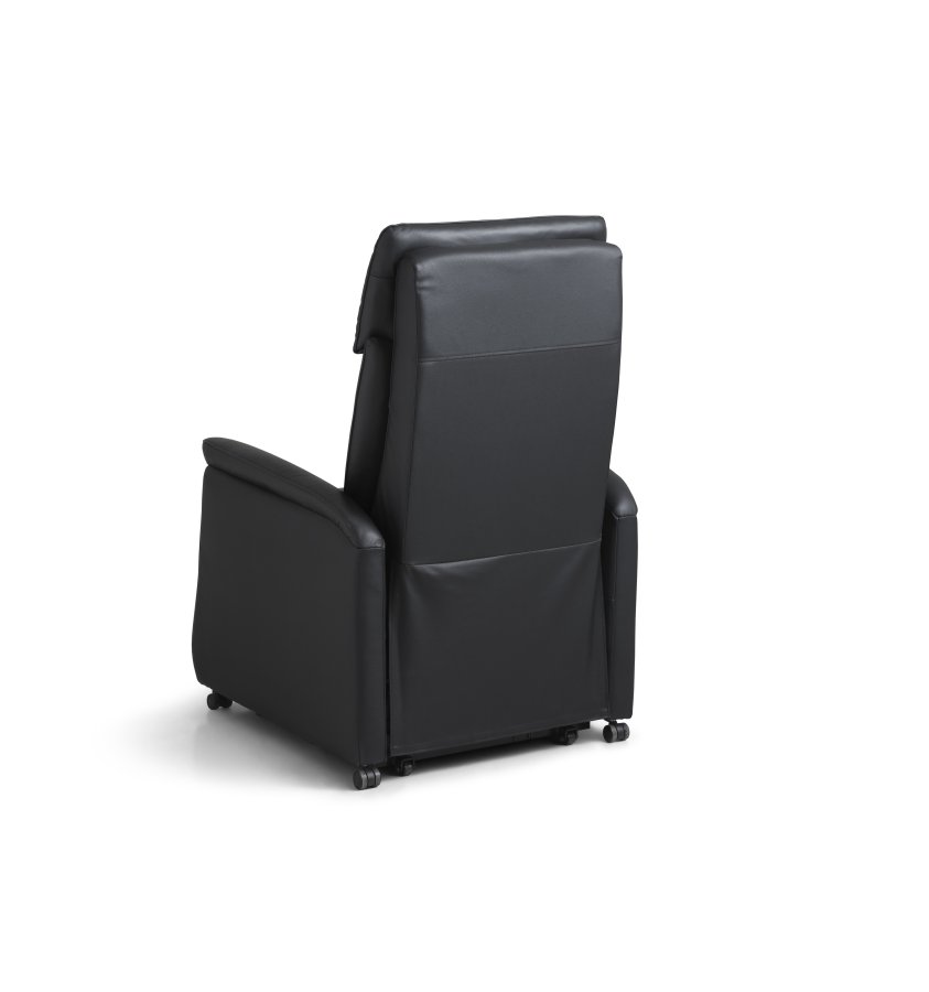 Alexander hvilestol, 2 motorer - sort kunstskinn og hjul