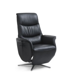 Vincent vilstol, 2 motorer, armstd, tiltfunktion, fotpall - svart lder/PVC och silveraluminium