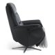 Vincent hvilestol, 2 motorer, armlener, vippefunksjon, fotskammel - svart skinn/PVC og slv aluminium