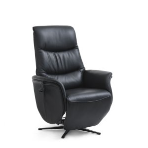 Vincent vilstol, 2 motorer, armstöd, tiltfunktion, fotpall - svart semianilinläder/metall