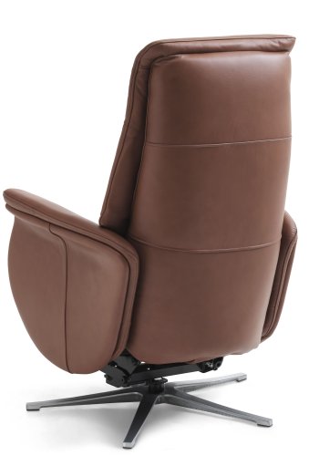 Vincent hvilestol, 2 motorer, armlener, vippefunksjon, fotskammel - konjakk semianilinskinn/alu