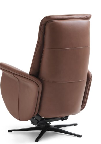 Vincent hvilestol, 2 motorer, armlener, vippefunksjon, fotskammel - konjakk semianilinskinn/metall