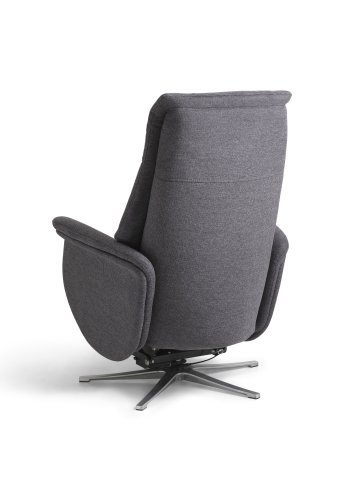 Vincent hvilestol, 2 motorer, armlener, vippefunksjon, fotskammel - antrasittgr stoff og slv aluminium