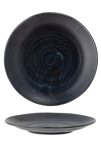 BLOOMINGVILLE Yoko Tallerken, Svart, Porselen, sett med 4, D24xH3 cm