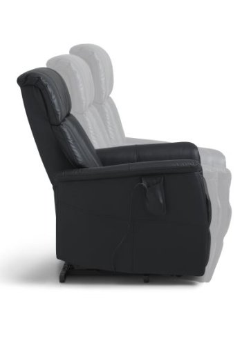 Lucas lenestol, med 1 motor, vippefunksjon, fotskammel og armlener - svart skinn/PVC