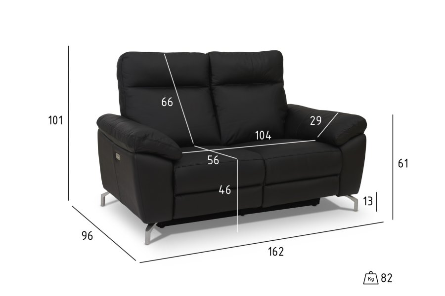 Selesta 2-manns sofa - sort skinn