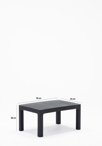 NORDVRK Aksu Takim utendrs loungesett, m. 2 stoler, 1 sofa, 1 bord - antrasittgr polypropylen