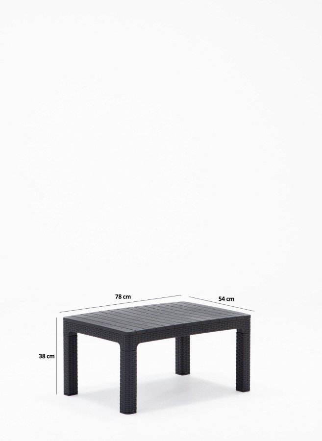 NORDVRK Aksu Takim utendrs loungesett, m. 2 stoler, 1 sofa, 1 bord - antrasittgr polypropylen