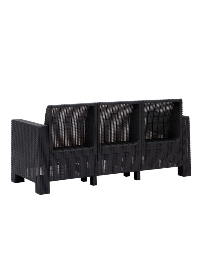 NORDVRK Aksu Takim utendrs loungesett, m. 2 stoler, 1 sofa, 1 bord - antrasittgr polypropylen