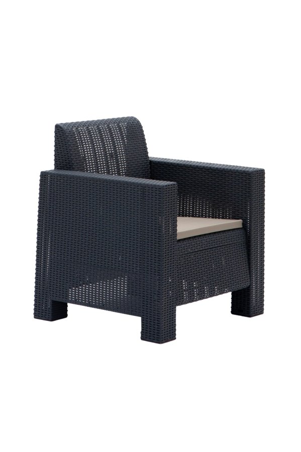 NORDVRK Aksu Takim utendrs loungesett, m. 2 stoler, 1 sofa, 1 bord - antrasittgr polypropylen