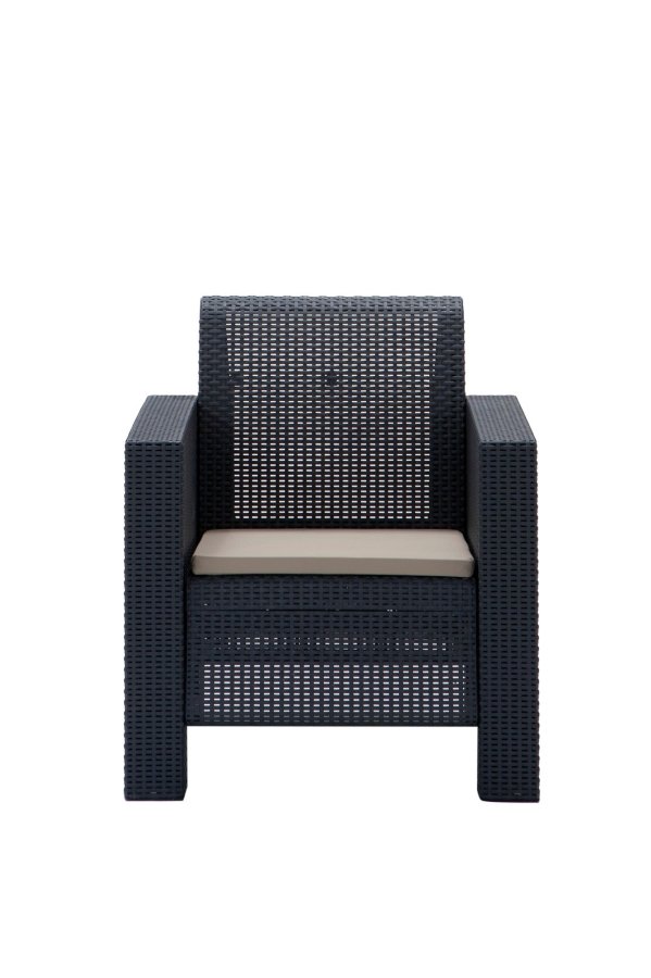 NORDVRK Aksu Takim utendrs loungesett, m. 2 stoler, 1 sofa, 1 bord - antrasittgr polypropylen