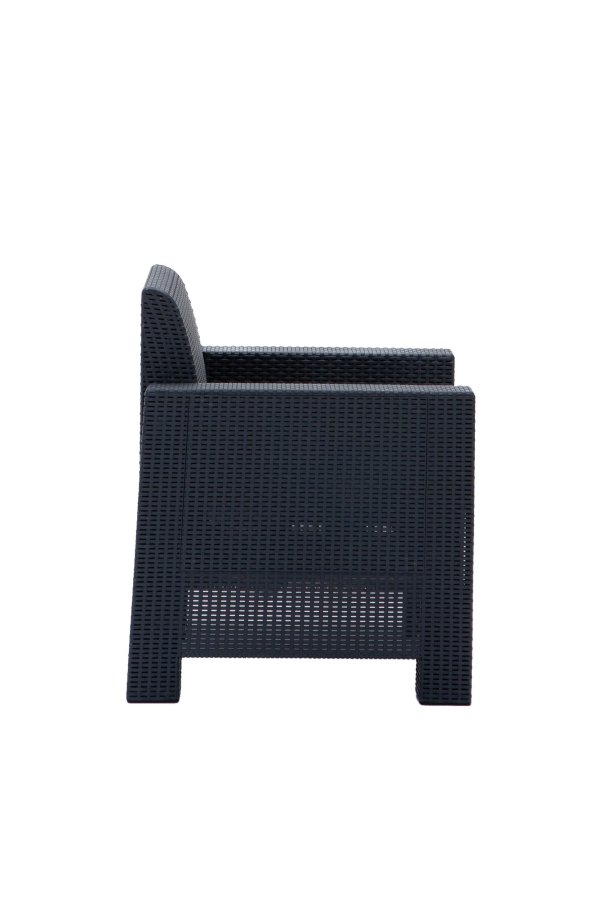 NORDVRK Aksu Takim utendrs loungesett, m. 2 stoler, 1 sofa, 1 bord - antrasittgr polypropylen