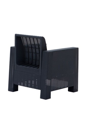 NORDVRK Aksu Takim utendrs loungesett, m. 2 stoler, 1 sofa, 1 bord - antrasittgr polypropylen